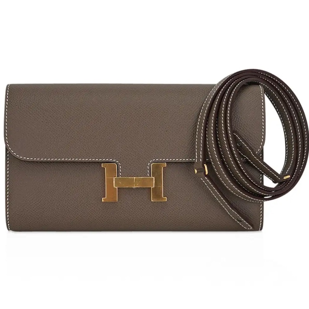 NEW Hermes Constance To Go Wallet Etoupe Epsom with Gold Hardware Long Wallet